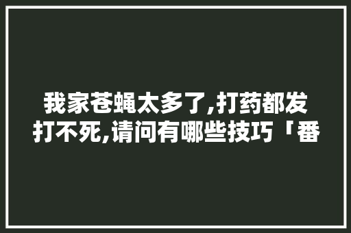 我家苍蝇太多了,打药都发打不死,请问有哪些技巧「番茄如何种」