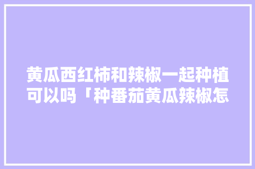 黄瓜西红柿和辣椒一起种植可以吗「种番茄黄瓜辣椒怎么种植视频」 黄瓜西红柿和辣椒一起种植可以吗「种番茄黄瓜辣椒怎么种植视频」 植物种类
