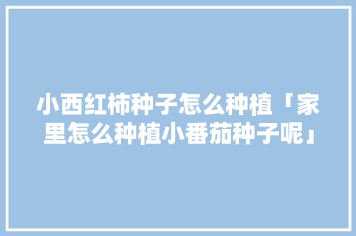 小西红柿种子怎么种植「家里怎么种植小番茄种子呢」 小西红柿种子怎么种植「家里怎么种植小番茄种子呢」 番茄病虫害防治
