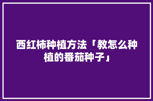西红柿种植方法「教怎么种植的番茄种子」 西红柿种植方法「教怎么种植的番茄种子」 农业常识