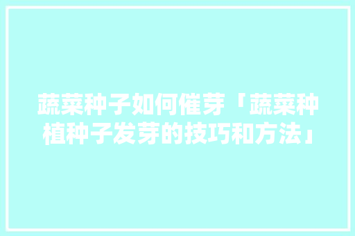 蔬菜种子如何催芽「蔬菜种植种子发芽的技巧和方法」 蔬菜种子如何催芽「蔬菜种植种子发芽的技巧和方法」 土壤施肥