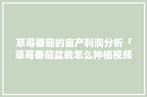 草莓番茄的亩产利润分析「草莓番茄盆栽怎么种植视频」 草莓番茄的亩产利润分析「草莓番茄盆栽怎么种植视频」 农业常识