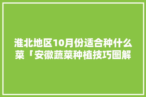 淮北地区10月份适合种什么菜「安徽蔬菜种植技巧图解视频」 淮北地区10月份适合种什么菜「安徽蔬菜种植技巧图解视频」 种植技巧