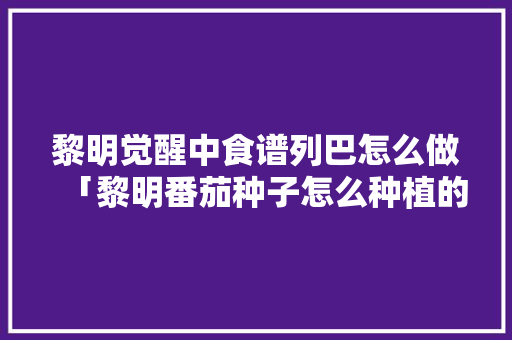 黎明觉醒中食谱列巴怎么做「黎明番茄种子怎么种植的」
