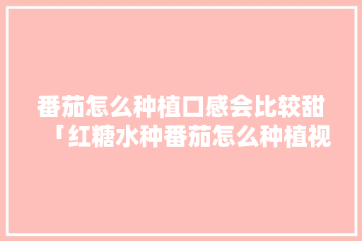 番茄怎么种植口感会比较甜「红糖水种番茄怎么种植视频」 番茄怎么种植口感会比较甜「红糖水种番茄怎么种植视频」 种植技巧