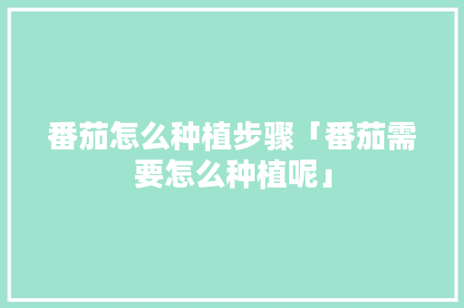 番茄怎么种植步骤「番茄需要怎么种植呢」 番茄怎么种植步骤「番茄需要怎么种植呢」 花朵知识