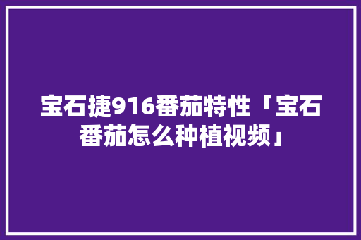宝石捷916番茄特性「宝石番茄怎么种植视频」 宝石捷916番茄特性「宝石番茄怎么种植视频」 种植技巧