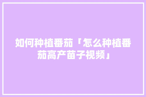 如何种植番茄「怎么种植番茄高产苗子视频」 植物种类 如何种植番茄「怎么种植番茄高产苗子视频」 如何种植番茄「怎么种植番茄高产苗子视频」 植物种类