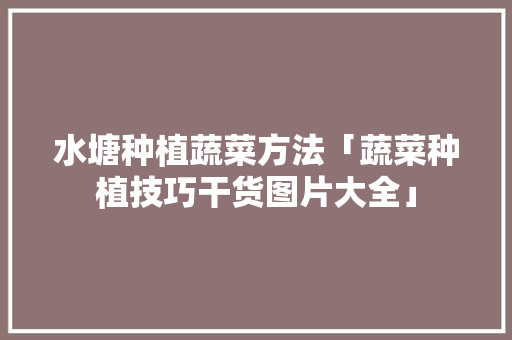 水塘种植蔬菜方法「蔬菜种植技巧干货图片大全」 水塘种植蔬菜方法「蔬菜种植技巧干货图片大全」 番茄病虫害防治