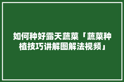 如何种好露天蔬菜「蔬菜种植技巧讲解图解法视频」 如何种好露天蔬菜「蔬菜种植技巧讲解图解法视频」 植物种类