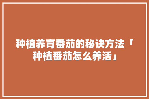 种植养育番茄的秘诀方法「种植番茄怎么养活」 种植养育番茄的秘诀方法「种植番茄怎么养活」 番茄病虫害防治