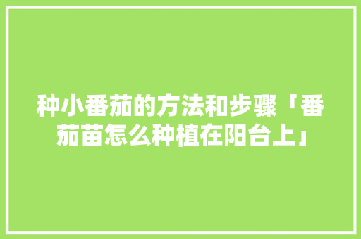 种小番茄的方法和步骤「番茄苗怎么种植在阳台上」 种植技巧 种小番茄的方法和步骤「番茄苗怎么种植在阳台上」 种小番茄的方法和步骤「番茄苗怎么种植在阳台上」 种植技巧