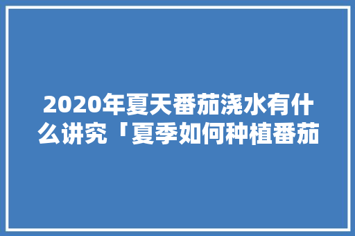 2020年夏天番茄浇水有什么讲究「夏季如何种植番茄」 2020年夏天番茄浇水有什么讲究「夏季如何种植番茄」 土壤施肥