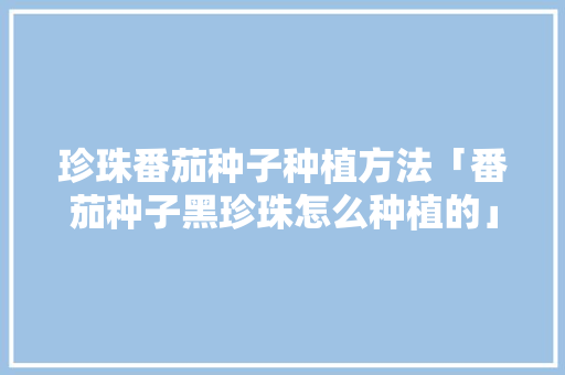 珍珠番茄种子种植方法「番茄种子黑珍珠怎么种植的」 珍珠番茄种子种植方法「番茄种子黑珍珠怎么种植的」 花朵知识