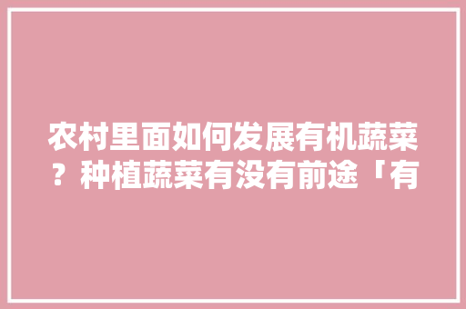 农村里面如何发展有机蔬菜？种植蔬菜有没有前途「有机蔬菜种植与销售技巧有哪些」