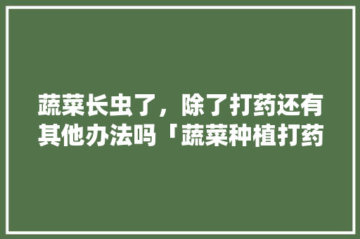 蔬菜长虫了，除了打药还有其他办法吗「蔬菜种植打药技巧视频」