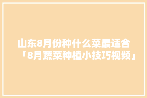 山东8月份种什么菜最适合「8月蔬菜种植小技巧视频」