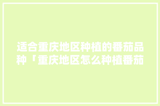 适合重庆地区种植的番茄品种「重庆地区怎么种植番茄种子」