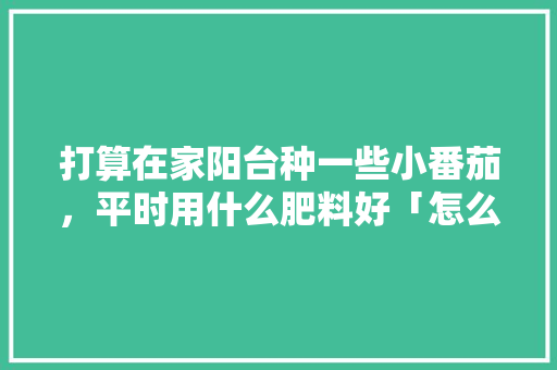 打算在家阳台种一些小番茄,平时用什么肥料好「怎么在阳台种植小番茄呢」 植物种类 打算在家阳台种一些小番茄,平时用什么肥料好「怎么在阳台种植小番茄呢」 打算在家阳台种一些小番茄,平时用什么肥料好「怎么在阳台种植小番茄呢」 植物种类