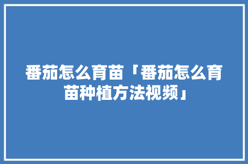 番茄怎么育苗「番茄怎么育苗种植方法视频」 番茄怎么育苗「番茄怎么育苗种植方法视频」 土壤施肥