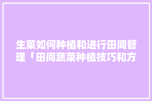生菜如何种植和进行田间管理「田间蔬菜种植技巧和方法」 生菜如何种植和进行田间管理「田间蔬菜种植技巧和方法」 番茄病虫害防治