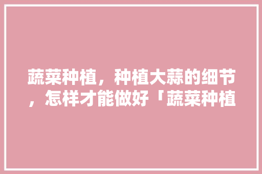 蔬菜种植，种植大蒜的细节，怎样才能做好「蔬菜种植技巧素材图片大全」 蔬菜种植，种植大蒜的细节，怎样才能做好「蔬菜种植技巧素材图片大全」 种植技巧