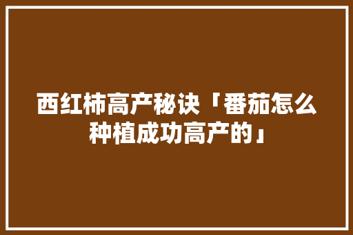 西红柿高产秘诀「番茄怎么种植成功高产的」 西红柿高产秘诀「番茄怎么种植成功高产的」 土壤施肥