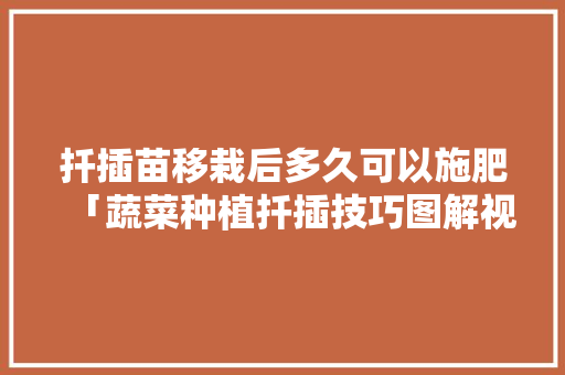 扦插苗移栽后多久可以施肥「蔬菜种植扦插技巧图解视频」