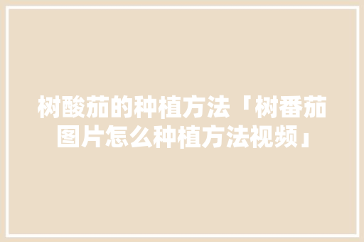 树酸茄的种植方法「树番茄图片怎么种植方法视频」 树酸茄的种植方法「树番茄图片怎么种植方法视频」 番茄病虫害防治