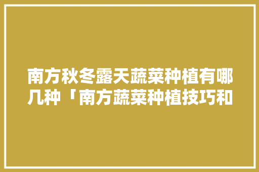 南方秋冬露天蔬菜种植有哪几种「南方蔬菜种植技巧和方法」 南方秋冬露天蔬菜种植有哪几种「南方蔬菜种植技巧和方法」 农业常识