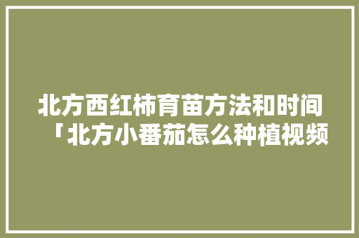 北方西红柿育苗方法和时间「北方小番茄怎么种植视频」 北方西红柿育苗方法和时间「北方小番茄怎么种植视频」 农业常识