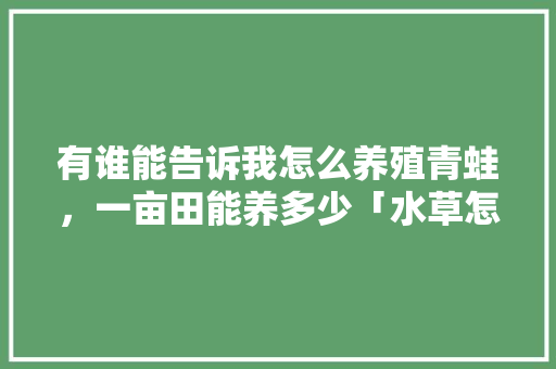 有谁能告诉我怎么养殖青蛙，一亩田能养多少「水草怎么种植小番茄文案短句」