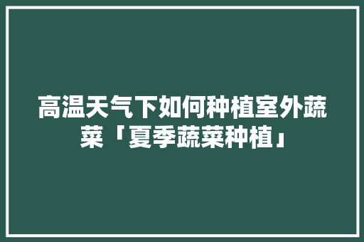 高温天气下如何种植室外蔬菜「夏季蔬菜种植」