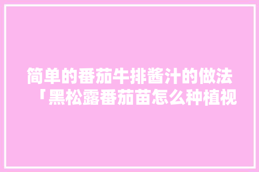简单的番茄牛排酱汁的做法「黑松露番茄苗怎么种植视频」