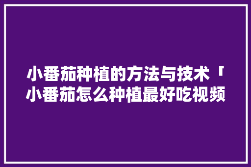 小番茄种植的方法与技术「小番茄怎么种植最好吃视频」 植物种类 小番茄种植的方法与技术「小番茄怎么种植最好吃视频」 小番茄种植的方法与技术「小番茄怎么种植最好吃视频」 植物种类