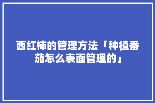 西红柿的管理方法「种植番茄怎么表面管理的」 西红柿的管理方法「种植番茄怎么表面管理的」 花朵知识