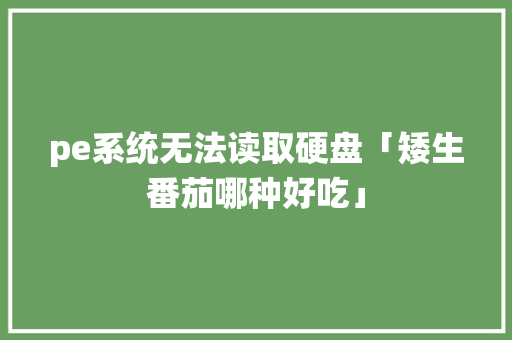 pe系统无法读取硬盘「矮生番茄哪种好吃」 pe系统无法读取硬盘「矮生番茄哪种好吃」 番茄种植技巧