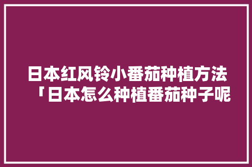 日本红风铃小番茄种植方法「日本怎么种植番茄种子呢视频」 日本红风铃小番茄种植方法「日本怎么种植番茄种子呢视频」 番茄病虫害防治