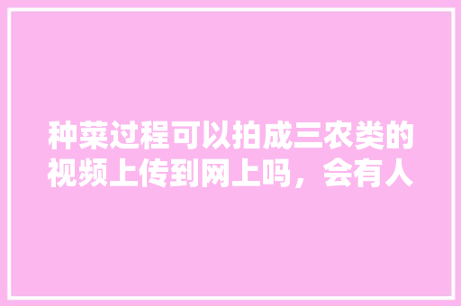 种菜过程可以拍成三农类的视频上传到网上吗，会有人喜欢看吗「买的蔬菜种植小技巧视频教程」 种菜过程可以拍成三农类的视频上传到网上吗，会有人喜欢看吗「买的蔬菜种植小技巧视频教程」 农业常识