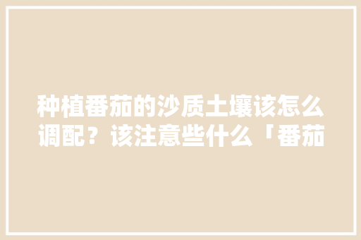 种植番茄的沙质土壤该怎么调配？该注意些什么「番茄加营养土怎么种植视频」 种植番茄的沙质土壤该怎么调配？该注意些什么「番茄加营养土怎么种植视频」 番茄种植技巧