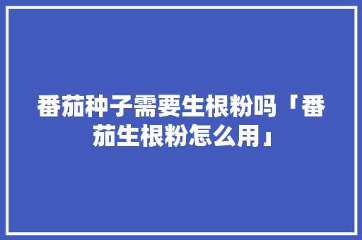 番茄种子需要生根粉吗「番茄生根粉怎么用」