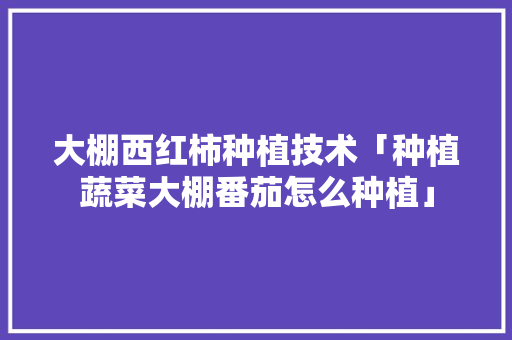 大棚西红柿种植技术「种植蔬菜大棚番茄怎么种植」 大棚西红柿种植技术「种植蔬菜大棚番茄怎么种植」 农业常识