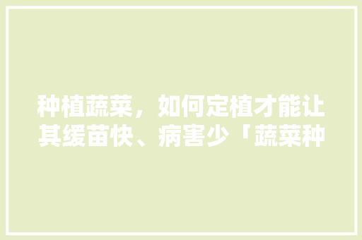 种植蔬菜，如何定植才能让其缓苗快、病害少「蔬菜种植技巧小妙招视频」 种植蔬菜，如何定植才能让其缓苗快、病害少「蔬菜种植技巧小妙招视频」 植物种类