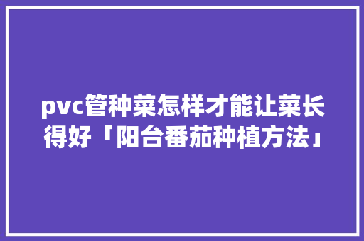 pvc管种菜怎样才能让菜长得好「阳台番茄种植方法」 pvc管种菜怎样才能让菜长得好「阳台番茄种植方法」 番茄病虫害防治
