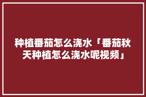 种植番茄怎么浇水「番茄秋天种植怎么浇水呢视频」 种植番茄怎么浇水「番茄秋天种植怎么浇水呢视频」 土壤施肥