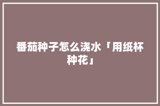 番茄种子怎么浇水「用纸杯种花」 番茄种子怎么浇水「用纸杯种花」 土壤施肥