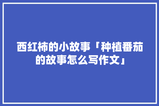西红柿的小故事「种植番茄的故事怎么写作文」 番茄种植技巧 西红柿的小故事「种植番茄的故事怎么写作文」 西红柿的小故事「种植番茄的故事怎么写作文」 番茄种植技巧