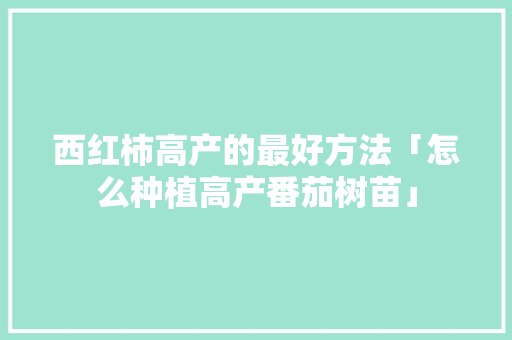 西红柿高产的最好方法「怎么种植高产番茄树苗」 西红柿高产的最好方法「怎么种植高产番茄树苗」 植物种类