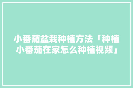 小番茄盆栽种植方法「种植小番茄在家怎么种植视频」 小番茄盆栽种植方法「种植小番茄在家怎么种植视频」 农业常识