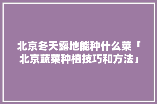 北京冬天露地能种什么菜「北京蔬菜种植技巧和方法」 北京冬天露地能种什么菜「北京蔬菜种植技巧和方法」 植物种类